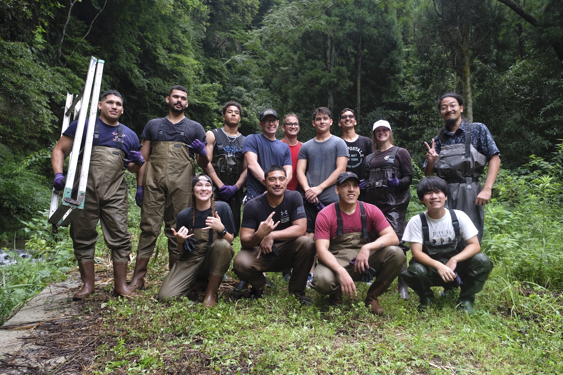 Japanese giant salamander ramp construction_Sustainable Daisen volunteers
