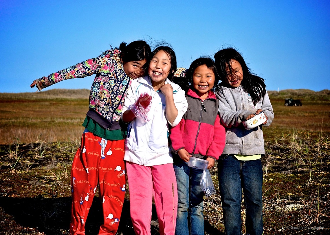 Girls living in the Iñupiat community of Shishmaref, Alaska. 